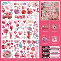 Set of 9 double-sided Valentine's Day window clings with gnome and heart designs - Romantic Watercolor Style (Q05)
