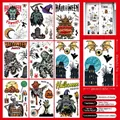 9-sheet set of Halloween static window decals featuring ghosts, pumpkins, and vampires - Style R (Set of 9 Sheets)