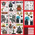 9-sheet set of Halloween static window decals featuring ghosts, pumpkins, and vampires - Style R (Set of 9 Sheets)