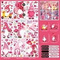 Detail of 9-sheet Valentine Gnome window stickers set with 20x30cm double-sided design - Pink Gnomes Style (Q03)