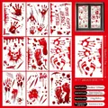 Set van 9 statische Halloween-stickers met bloederige hand- en voetafdrukken voor ramen - Halloween Bloederige Handafdrukken A / 20x30