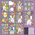 9-sheet Easter window clings set with bunnies and eggs for double-sided glass decoration - Chick and Easter Egg Style (FHJ23004)