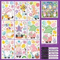 Easter gnome and eggs window stickers set with 9 double-sided static cling sheets - Easter Painted Gnome Style (FHJ23008) / 9 Pieces Pack