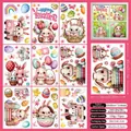 Easter bunny and colorful egg static window clings set of 9 double-sided printed sheets - Pink Fresh Eggs Style (FHJ23009) / 9 Pieces Pack