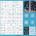9-Blatt Set silberne Glitzer-Schneeflocken Fensterbilder mit 93 statischen Aufklebern - Silber