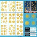 9-teiliges Set goldene Glitzer-Schneeflocken statische Fensteraufkleber für Glasdekoration - Gold