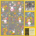Easter bunny and colorful egg static window clings set with nine vibrant sheets - Bright Easter Scene Style (FHJ2303) / 9 Pieces Pack