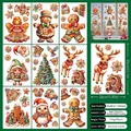 Lot de 9 stickers de Noël électrostatiques pour vitres avec rennes et Père Noël - Bonhomme de Pain d'Épices (Style H - Lot de 9)