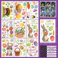 Set of 9 Easter window clings with bunny and egg motifs for glass decoration - Hand-Drawn Cartoon Bunny Style (FHJ2325) / 9 Pieces Pack