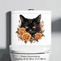 Halloween toilet sticker with black cat and orange roses, waterproof PVC 27x28cm decal - Black Cat and Rose (WSJ33001)