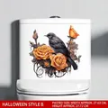 Halloween toilet sticker with bird and orange rose design measuring 27.63x27.72cm - Bird and Rose (WSJ33002)