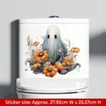 Halloween toilet sticker with white ghosts and orange flowers, 27.9x25.5cm variant - Ghost and Flowers (WSJ33006)