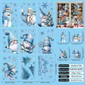 Blue glitter snowman and gnome Christmas window stickers in 9 sheets set of 116 decals - Set of 9 Sheets / Blue Christmas Window Sticker Silver Glitter
