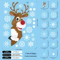 Size chart for Christmas elk and snowflake window stickers with detailed measurements - Christmas Reindeer & Snowflakes Style (S2)