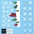 Size chart for 21x29cm Christmas static window stickers showing 24 snowflake and tree decals - Festive House & Pine Trees Style (S3)