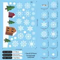 Christmas window stickers set details with dimensions and 29 double-sided static film pieces - Snowy House & Pine Trees Set Style (S4)