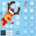 Detailed size specifications for Christmas elk and snowflake static window stickers - Cartoon Reindeer & Snowflakes Style (S6)