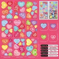 Detail showing 9 sheets of heart static window clings with 20x30cm size dimensions - Colorful Hand-drawn Hearts (A03) / 20X30cm*9 Sheets