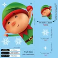 Detailed dimensions of double-sided Christmas elf static stickers with size markings - Christmas Elf & Stars Style (S8)