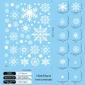 Detailed size chart for 51pcs snowflake window clings with dimensions and 21x29cm sheet size - Mixed Snowflakes & Dots Style B (S11)