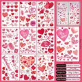 Dettaglio di 9 fogli di adesivi statici di San Valentino con cuori e disegni di Cupido - Stile Cupido di Cuore e Mongolfiera (A04) / 9 Fogli/Set