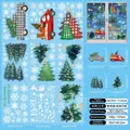 Set de 137 pegatinas navideñas para ventanas con diseños de Papá Noel y renos - Estilo Camión de Cuadros en Acuarela (S28)