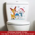Adesivi natalizi impermeabili pupazzo di neve e renna per serbatoio WC, 27,4x25,9 cm - Animale natalizio