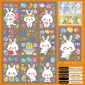 Detailed sheet of 174 Easter window decals featuring bunnies, eggs, and floral patterns - Easter Wreath Bunny