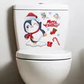 Adesivi natalizi per coperchio WC con pinguino festivo e scritte di auguri di Natale - Pinguino di Natale