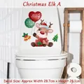 Sticker de toilette élan de Noël imperméable avec ballons et chapeau de fête rouge - Renne de Noël A