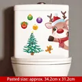 Merry Christmas snowman stickers featuring reindeer and tree for toilet tank decor - Christmas Reindeer B
