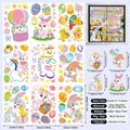 Paasraamstickers set met 116 herbruikbare konijn- en eierstickers voor glasdecor - Cartoon Konijn Kuiken Stijl (F14)