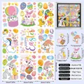 Set di 116 adesivi elettrostatici pasquali con coniglietti e uova per finestre - Stile Coniglio Pulcino Cartoon (F14)