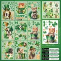 9-sheet St. Patrick's Day pet clover window clings, 20x30cm double-sided static stickers - Pet Collection (S03)