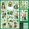 9-sheet St. Patrick's Day pet clover window clings, 20x30cm double-sided static stickers - Pet Collection (S03)