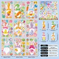 Detail showing 9 sheets of 20x30cm double-sided Easter gnome static window stickers - Easter Gnome and Eggs Style (F03)