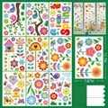 9-sheet static spring butterfly sunflower window clings set with 127 pieces - Hello Spring Birds & Floral Style (C13) / 9 Sheets/127 Pcs
