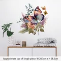 Floral butterfly wall sticker in purple and orange for bedroom decor, 28.3x28.2cm size - Large Colorful Gradient Butterfly (CH33007) / 30x30cm