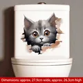 3D cartoon grey kitten wall sticker for bathroom decor, size 27.9cm x 26.3cm - Big Eyed Gray Cat (CH33361)