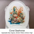 Self-adhesive seahorse and coral watercolor decal for toilet seat decoration - Coral Seahorse Ocean Elements (CH33099) / 30x30cm