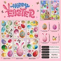 Detalle de 6 láminas de pegatinas estáticas de Pascua con 68 calcomanías de huevos y conejos - Estilo Conejo Huevo de Pascua