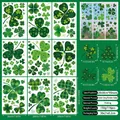 Set de 9 hojas de pegatinas estáticas de tréboles de San Patricio para ventanas - Estilo de Combinación de Trébol (S14) / 9 piezas/Juego