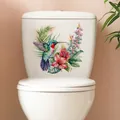 Watercolour hummingbird and red floral toilet sticker variant A, size 27.7x27.3cm - Watercolor Hummingbird Red Flowers (CH33217) / 30x30cm
