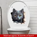 3D cat wall sticker showing a grey cat peeking through a broken wall hole, 26x27cm size - Gray Cat with Yellow Eyes (CH33363)