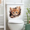 3D ginger tabby cat wall sticker for bathroom decor, size 27.7x27.6cm, self-adhesive PVC - Orange Tabby Cat (CH33365)