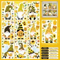 Gnome window stickers with 9 sheets of honey bees and sunflowers for spring glass decoration - Spring Window Sticker C03 (Sunflower Bee Gnome)