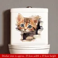 3D cat wall sticker with orange tabby kitten peeking out, 27.6x27.6cm size for bathroom décor - Orange Spotted Cat (CH33366)