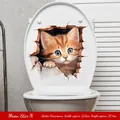 3D orange tabby cat toilet sticker with realistic wall break effect, 27.6cm by 27.4cm size - Orange Kitten Peeking (CH33368)