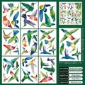 Set of 9 hummingbird window stickers featuring 38 colorful double-sided static clings - Spring Window Sticker C02 (Colored Hummingbirds)