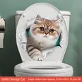 3D orange tabby cat wall sticker for bathroom toilet cover, size 27.8cm x 27.2cm - Little Orange Cat (CH33267)
